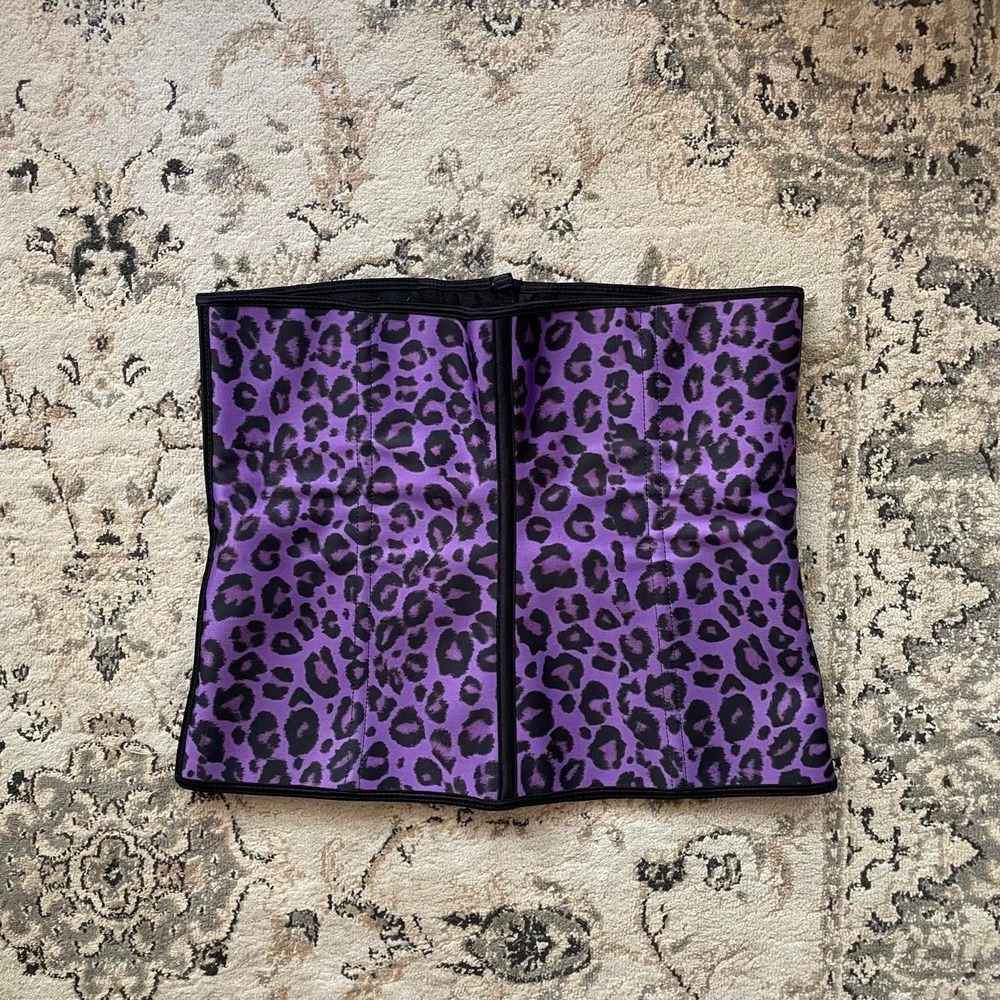Y2k Leopard Print Corset Top Womens Sz S Purple/Black Clubbing Maximalist